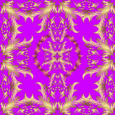 Klasik, kusursuz, kusursuz bir vektör. Çiçek süsü kumaş deseni, cam, çiçek desenli metal sarı, morumsu ve altın elementli nötr renkler..