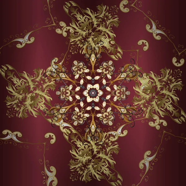Seamless Oriental Ornament Style Baroque Traditional Classic Golden Vector Pattern —  Vetores de Stock