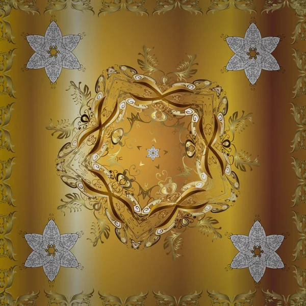 Цветочный Декор Золотыми Очертаниями Линейное Искусство Границ Дизайна Искушает Золотой — стоковый вектор