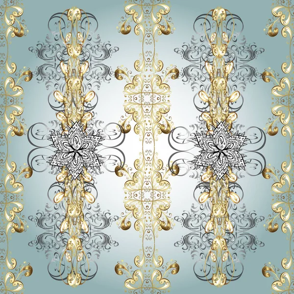 Golden Ornate Illustration Wallpaper Vector Seamless Pattern Floral Ornament Ornamental — стоковий вектор