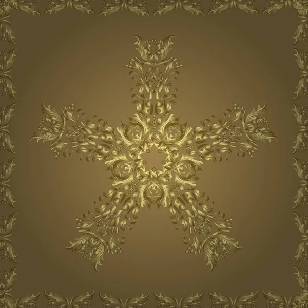 Paisley 'ler zarif çiçek desenli arka plan duvar kâğıdı çizimleri, kaliteli, modern, üç boyutlu sanat eseri, sarı, kahverengi ve nötr desenli yapraklar, süsler.