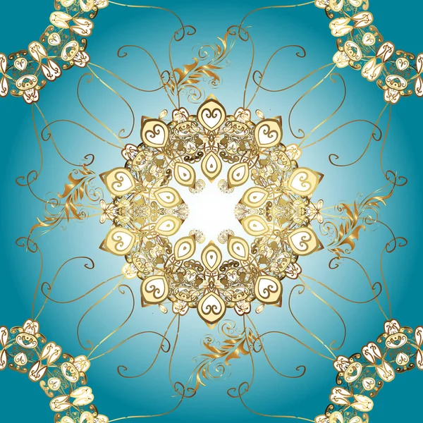 Copos Nieve Dorados Colores Marrón Azul Neutro Símbolo Vacaciones Año — Archivo Imágenes Vectoriales