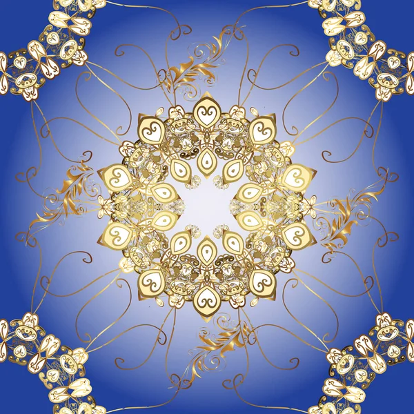 Kahverengi, nötr ve mavi renklerde grafiksel, kusursuz desen. Kusursuz çiçek deseni. Duvar kâğıdı barok, İspanyol kumaşı. Kusursuz vektör arkaplanı.