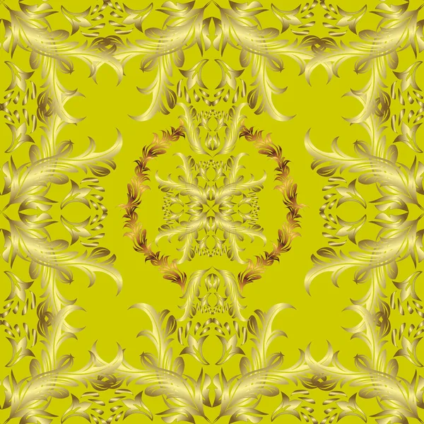 Vektör çizimi. Kusursuz soyut bir arkaplan. Oriental vektör klasik kahverengi, sarı ve nötr ve altın desenli.