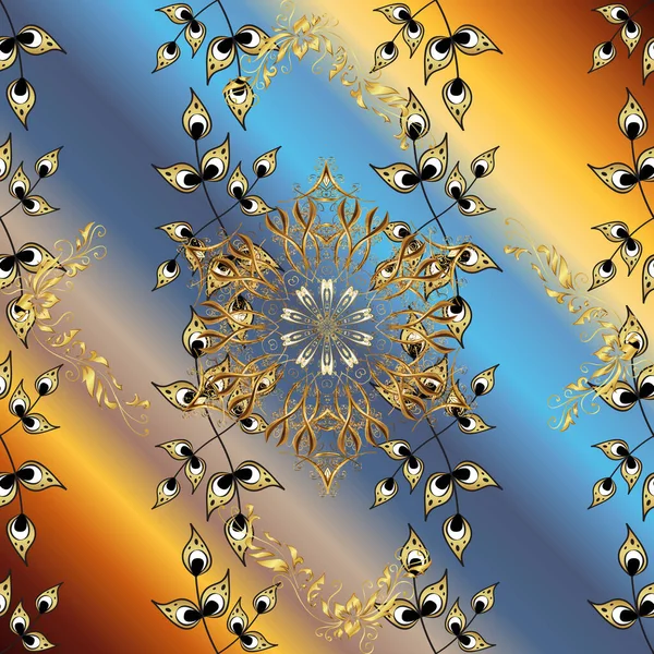 Muster Beige Gelb Und Blau Ornamentale Florale Elemente Mit Henna — Stockfoto