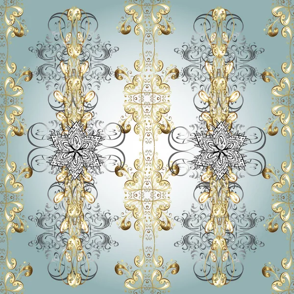 White Gray Neutral Golden Pattern Seamless Abstract Background Repeating Elements — Zdjęcie stockowe