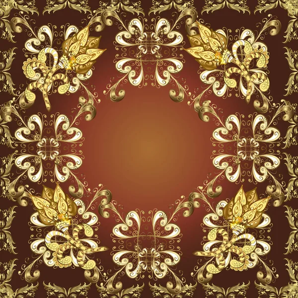Traditionelles Klassisches Goldenes Nahtloses Muster Auf Gelben Braunen Und Lila — Stockfoto