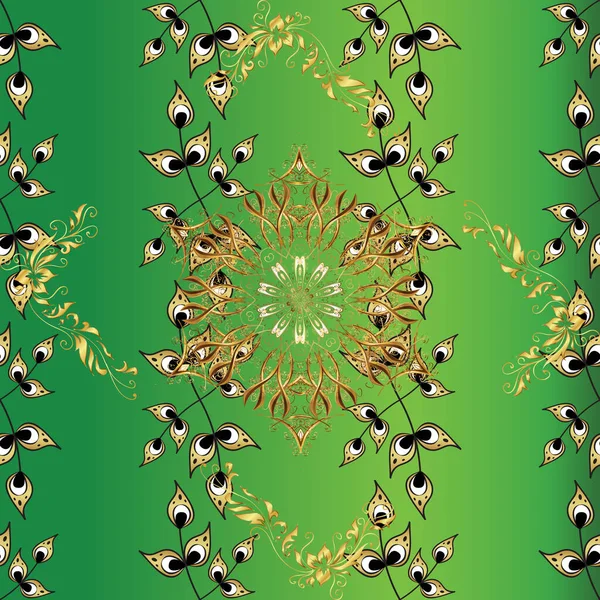 Gyllene Färg Sömlös Illustration Gyllene Sömlösa Mönster Gula Gröna Och — Stockfoto