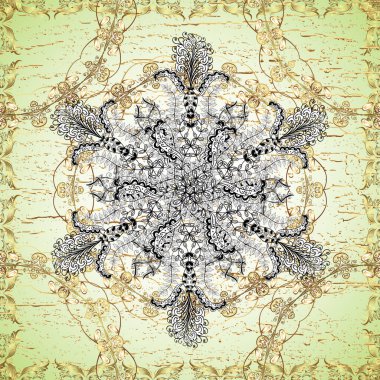 Vektör çizimi. Tekrarlayan elementlerle soyut vektör arkaplanı. Tarafsız, bej ve altın elementli beyaz renklerde altın pürüzsüz desen. Kusursuz, klasik altın desen..