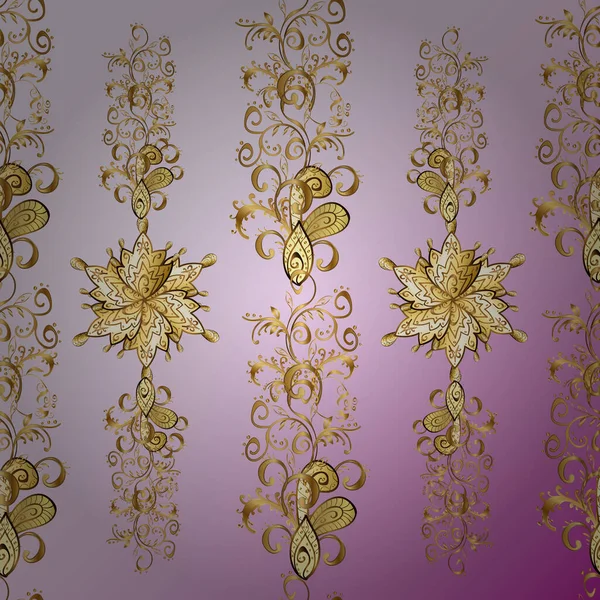 Brilliant Lace Stylized Flowers Openwork Delicate Golden Pattern Vector Oriental — Stock vektor