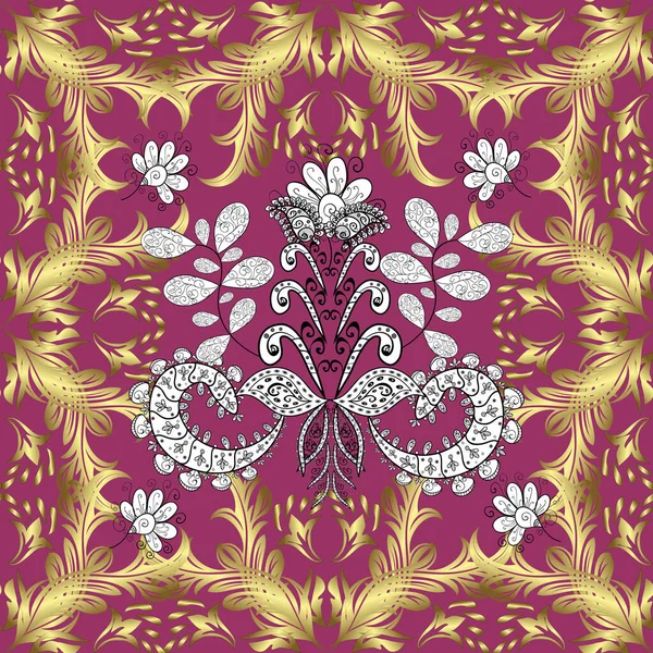 Floral Ornament Brocade Textile Pattern Glass Metal Floral Pattern Neutral — Stockvektor