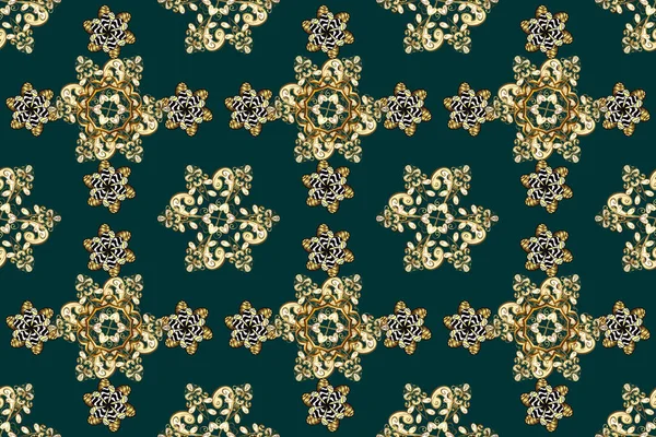 Seamless Pattern Brown Yellow Colors Golden Elements Oriental Style Arabesques — 스톡 사진