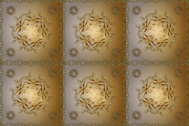 Bej, turuncu ve sarı renklerde altın tekrarlayan elementler içeren vektör soyut arka planı. Kusursuz oryantal klasik altın desen.