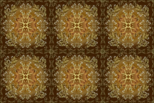 Seamless Classic Golden Pattern Golden Pattern Beige Brown Yellow Colors — Stock fotografie