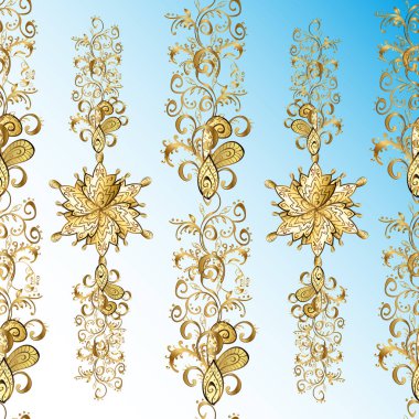 Geometrik motifli basit, pürüzsüz bir Noel deseni. Farklı süslemeli kar taneleri. Retro tekstil koleksiyonu. Vektör çizimi. Mavi, nötr ve beyaz renkli elementler.