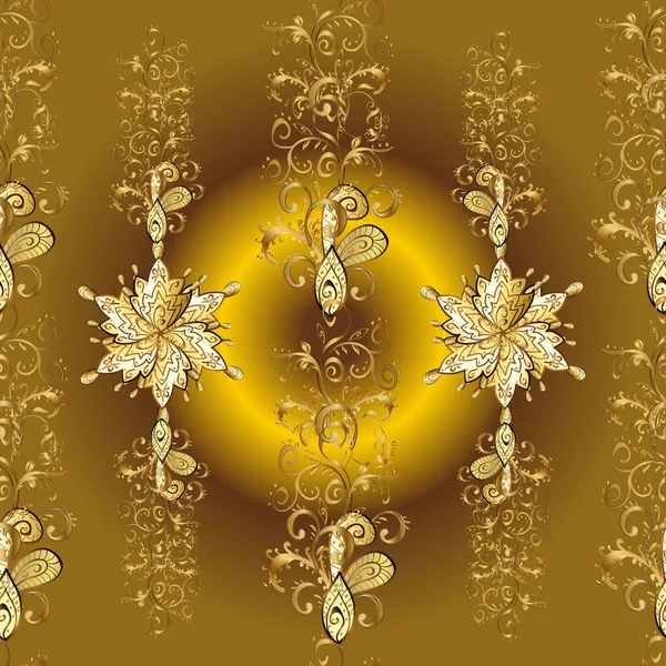 Brown Beige Yellow Colors Gold Elements Oriental Style Arabesques Vector — стоковый вектор