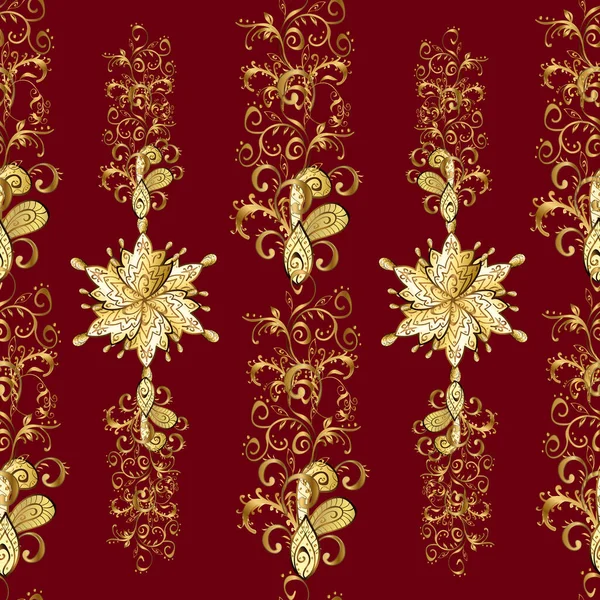 Sarı, kahverengi ve kırmızı renkli resimler. Orient vektör klasik vintage desen. Doğu geçmişi. Şirin elementlerle kusursuz soyut bir arkaplan. Fantezi illüstrasyon.