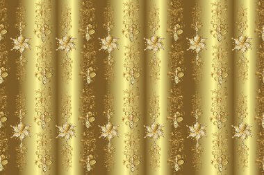 Classical luxury old fashioned damask ornament, royal victorian. Exquisite floral baroque template. Seamless texture. Pictures in yellow, brown colors. Raster damask seamless pattern background.
