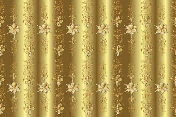 Klasik lüks, eski moda İspanyol aksesuarı, kraliyet Victoria mezhebi. Zarif çiçekli barok şablonu. Kusursuz bir doku. Sarı, kahverengi renkli resimler. Raster damask pürüzsüz desen arkaplanı.