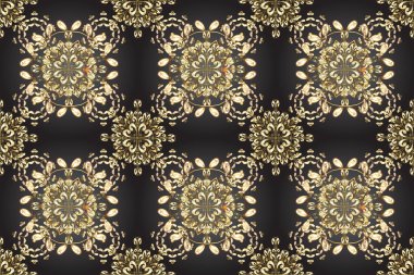 Klasik klasik klasik arka plan. Kusursuz klasik altın desen. Altın elementlerle bej, gri ve kahverengi renklerde kusursuz desen. Geleneksel oryantasyon süsü.