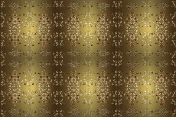 Golden Element Beige Brown Yellow Colors Damask Seamless Repeating Background — стоковое фото