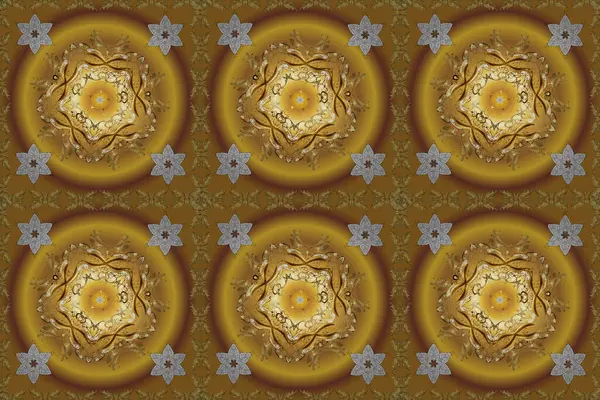 Geleneksel klasik altın pürüzsüz desen. Barok tarzında kusursuz bir doğulu süsü. Kahverengi, bej ve sarı renklerde altın elementler.