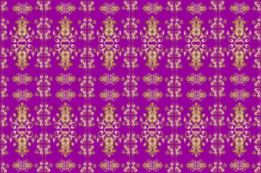 Doğulu tarzı. Mor, kahverengi ve bej renkli elementler. Kusursuz. Raster illüstrasyonu. Çiçekli, dikişsiz desen. - Sanat. Tasarım için tekstil, kağıt, duvar kağıdı. Raster illüstrasyonu.