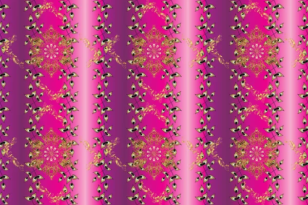 Kusursuz bir doku. Zarif çiçekli barok şablonu. Morumsu, pembe, mor renkli resimler. Raster Damaske 'nin kusursuz desen arka planı. Klasik lüks, eski moda İspanyol süsü, kraliyet Victoria Dönemi