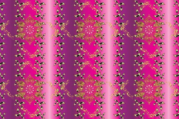 Kusursuz bir doku. Zarif çiçekli barok şablonu. Morumsu, pembe, mor renkli resimler. Raster Damaske 'nin kusursuz desen arka planı. Klasik lüks, eski moda İspanyol süsü, kraliyet Victoria Dönemi