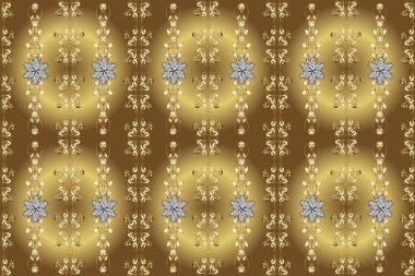 Raster illüstrasyonu. Tarafsız, sarı ve kahverengi renkli kıvrımlar. Basit bir şekilde. Duvar kağıtları, giysiler, erkekler ve kızlar için soyut, pürüzsüz desen. Kusursuz desenli çiçekler ve çiçek desenli çizimler.