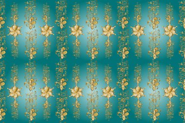 Barok tarzında kusursuz. Raster skeci. Klasik bir tarz. Rococo tarzında zarif, zarif bir süs. Sarı, mavi ve kahverengi renklerdeki desenler. Tekstil ve hatıra defteri için güzel desen.