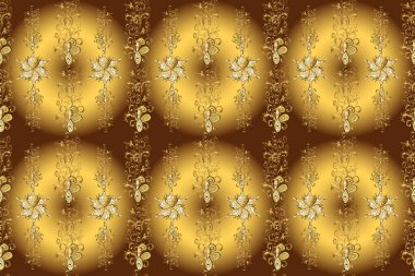 Sarı, bej ve kahverengi renklerde raster deseni. Kusursuz. Kumaş, kağıt ve ambalaj için uygun. Herhangi bir tasarım projesi için. Tamamen düzenlenebilir.