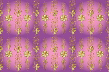 Sevimli, pürüzsüz bir arka plan. Klasik lüks, eski moda İspanyol aksesuarı. Duvar kağıtları için kraliyet Victoria dönemi dikişsiz dokusu, tekstil. Raster. Mor, mor, pembe renkler çizilmiş..
