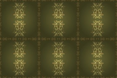 Barok tarzında kusursuz. Raster skeci. Tekstil ve hatıra defteri için güzel bir desen. Yeşil, nötr ve kahverengi renkte desenler. Rococo tarzında zarif, zarif bir süs. Klasik biçim.