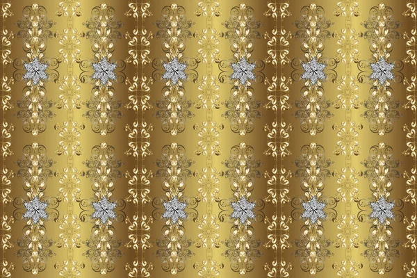 아라베스크와 꽃무늬가 동양의 래스터 양식이다 전통적으로 노란색 갈색의 요소에 사용되었다 — 스톡 사진