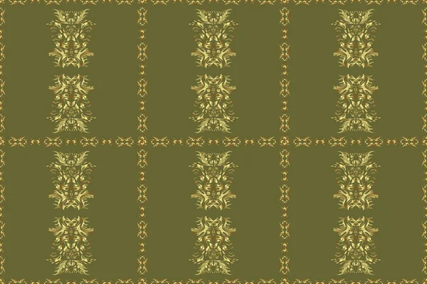 Коллекция Ретро Текстиля Элементы Зеленого Нейтрального Коричневого Цветов Снежинки Разными — стоковое фото