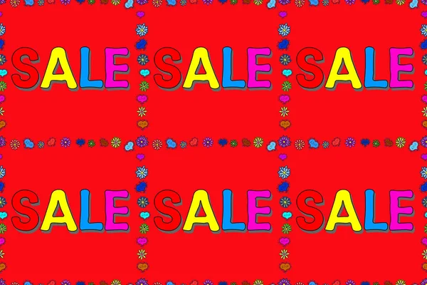 Nahtloses Muster Buchstaben Abbildung Rot Gelb Und Grau Nettes Verkaufsbanner — Stockfoto