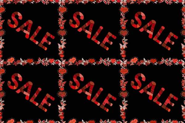 End of season special offer banner. Seamless. Sale banner template design, Big sale special offer. Raster illustration. Picture in red, black and orange colors.