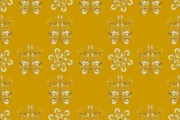 베이지 노란색을 환상적 꽃무늬 무늬가 래스터 손으로 그림들을 인쇄하는 페이즐리 — 스톡 사진