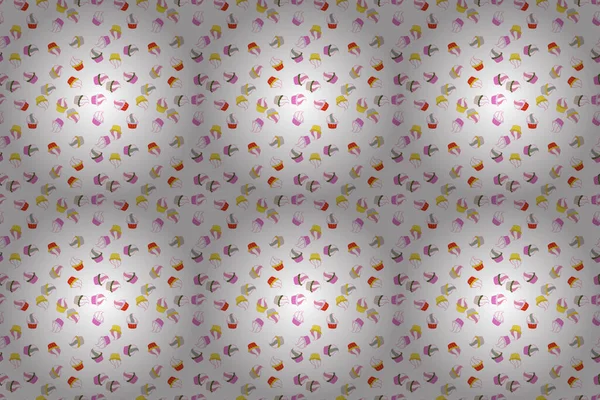 Wrapping Paper Raster Illustration Seamless Pattern Cupcakes White Pink Neutral — Foto de Stock