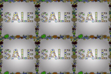 Pankart indirimi. Sarı, beyaz ve siyah renkli resim. Kusursuz. Raster..