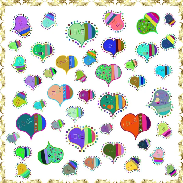 Seamless Love Pattern Cute Earts Envelopes Doodles Art Background Texture — Stock Vector