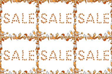 Baskı tasarımı için şablon, afiş, poster, ilan. Kusursuz desen. Sosyal medyada yaz yarışmaları için bağış pankartı. Beyaz, siyah ve turuncu renkli resim. Raster..