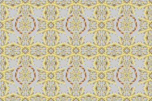 Damask Orient Ornament Orient Neutral Gray Yellow Ornament Fabric Wallpaper — Fotografia de Stock