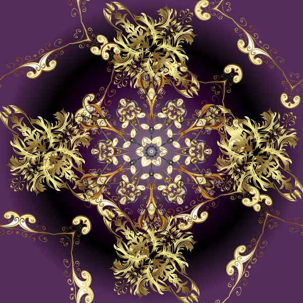 Αντίκα Χρυσή Επαναλαμβανόμενη Ταπετσαρία Χρυσό Floral Στολίδι Μπαρόκ Στυλ Χρυσό — Φωτογραφία Αρχείου
