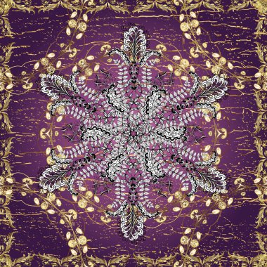 Kusursuz klasik vektör mor, beyaz ve mor ve altın desenli. Klasik klasik klasik arka plan. Geleneksel oryantasyon süsü.