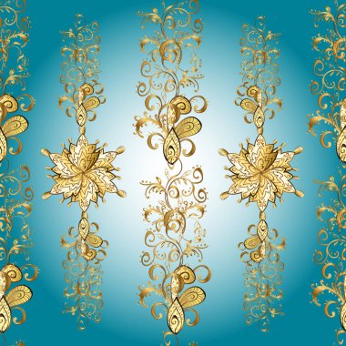 Kusursuz klasik altın desen. Kahverengi, mavi ve nötr renklerde altın desenli altın elementler. Geleneksel oryantasyon süsü. Klasik vintage arkaplan.