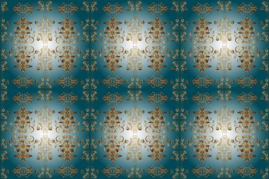 Geleneksel altın desen. Klasik oryantal desen, bej, nötr ve mavi renklerin üstündedir. Damask pürüzsüz süsü.