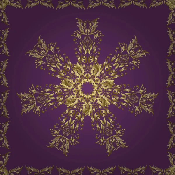 Vector Illustration Royal Retro Neutral Purple Brown Colors Gold Template — Stockvektor