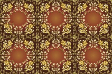 Geleneksel klasik sarı, kahverengi ve mor renklerde kusursuz desen. Barok tarzında kusursuz bir doğulu süsü..